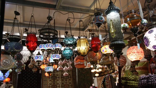 Lamps hanging in store