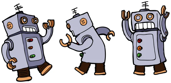 Vector cartoon robots dancing the robot