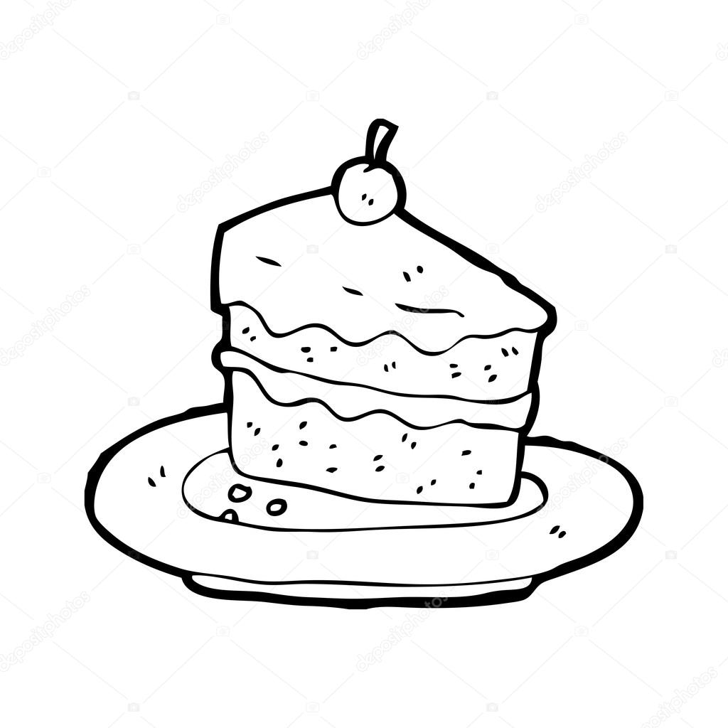 Slice of cake on plate Stock Vector ? lineartestpilot ...