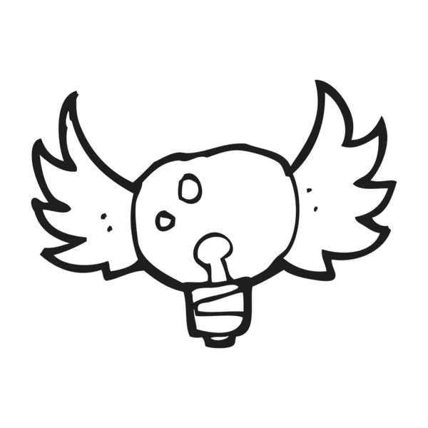Cartoon light bulb with angel wings