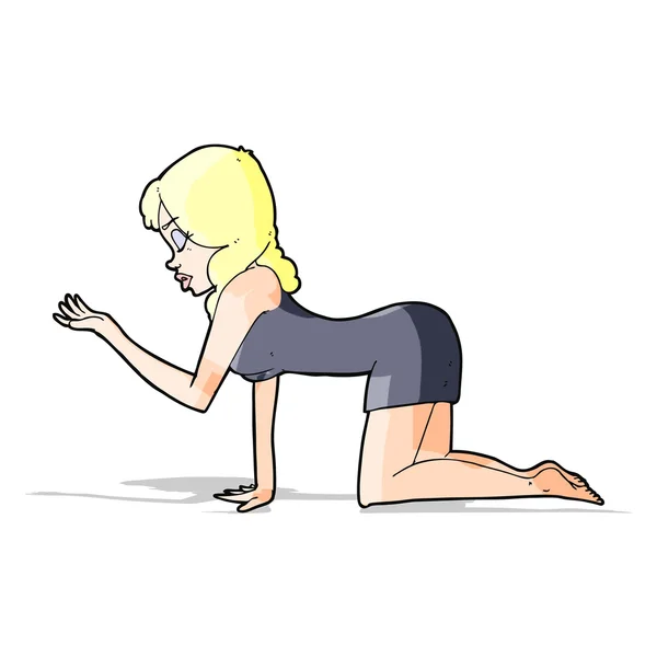 Mujer de dibujos animados a cuatro patas vector gráfico vectorial