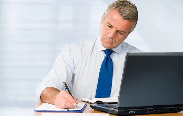 Mature businessman working in office