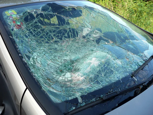 Broken car window pane