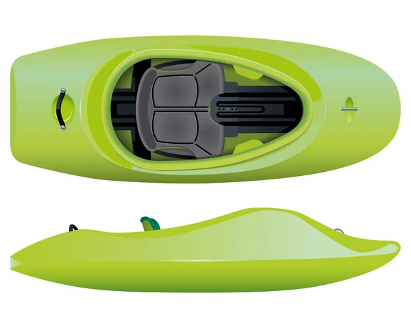 Vector illustration of green freestyle kayak