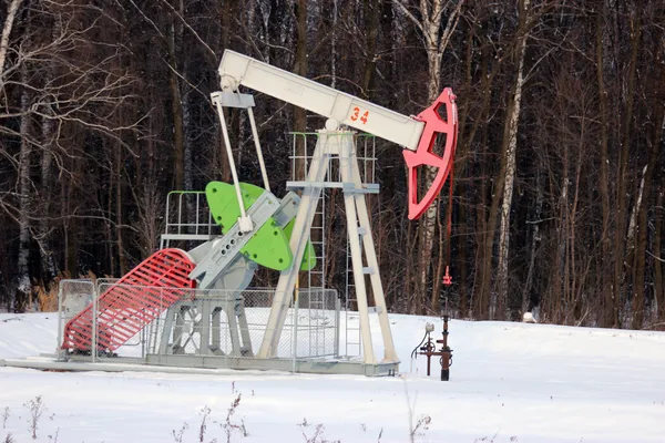 Oil production in the winter. Oil pumps