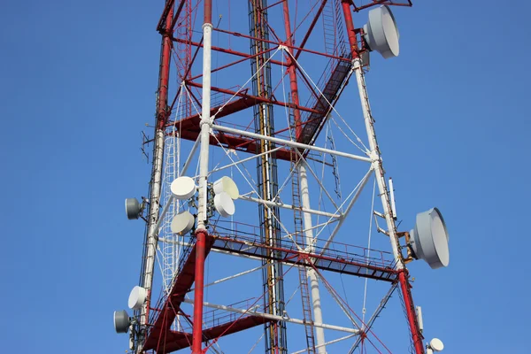 Telecommunication tower with antennas of cellular communication in the sky