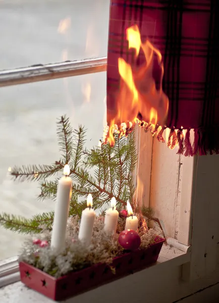 Christmas candles starting a fire