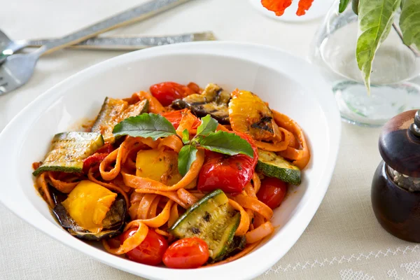 Fettuccine With Grilled Vegetables