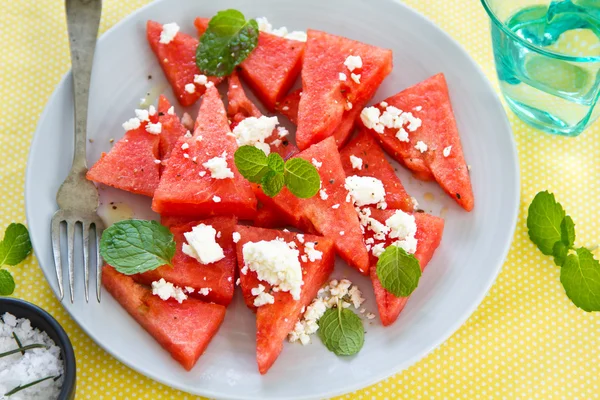 Watermelon with Feta cheese salad