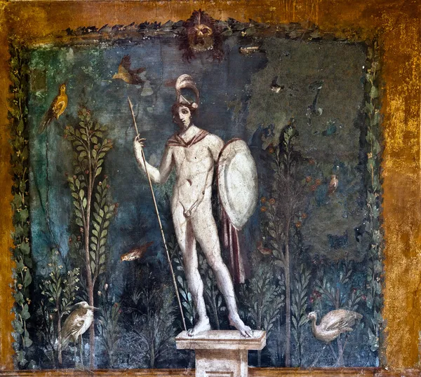 Ancient roman painting on the wall of a Pompeii house