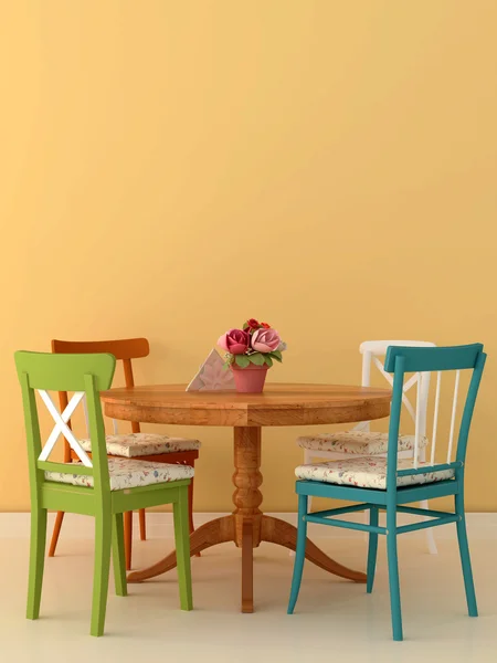 Old chairs and table