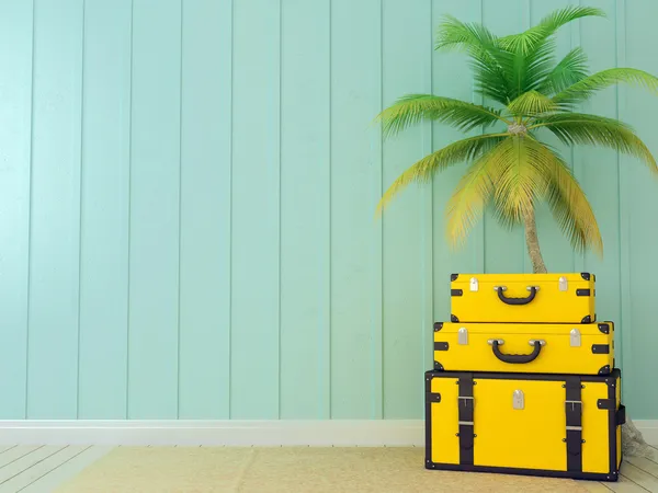 Yellow bags and palm tree