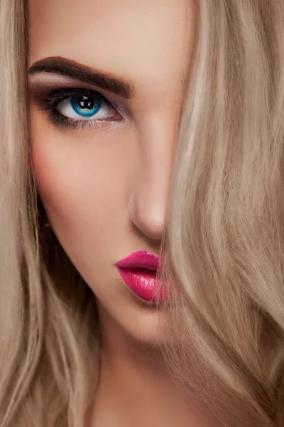 Close up portrait of sexy blonde woman