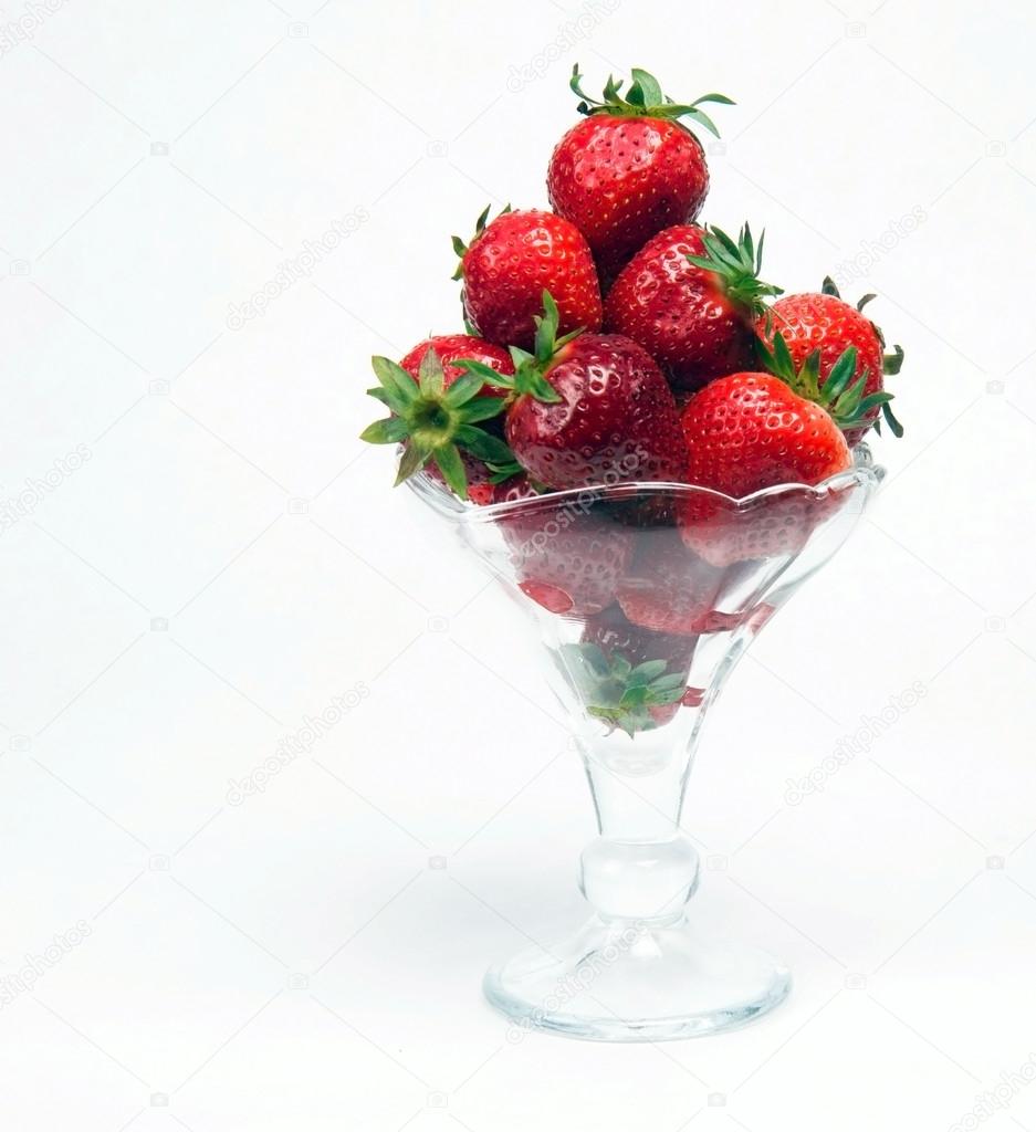 Fresh Red Berries Parfait Strawberries in Glass Container Sweet Fruit