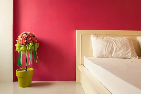 Decoration artificial flower in red bedroom