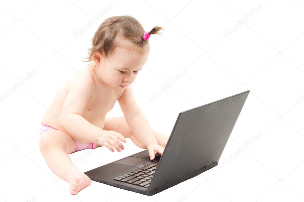 child typing