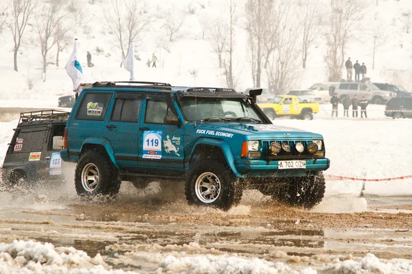 ALMATY, KAZAKHSTAN - FEBRUARY 11 Off-road vehicle JEEP 4x4 during festival