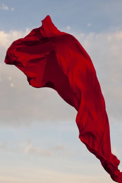 Red cloth flying in the sky