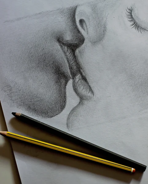 Drawing pencil of kiss