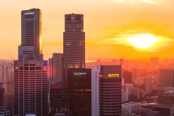 A view of city from roof Marina Bay Hotel on Singapore.