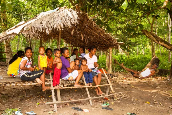 Unidentified children Orang Asli in his village in Berdut, Malaysia.