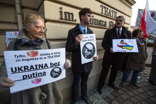 Unidentified participants during protest near Krakow Opera