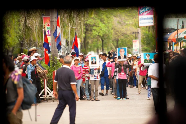 Participants of protest on the Cambodia -Thailand border