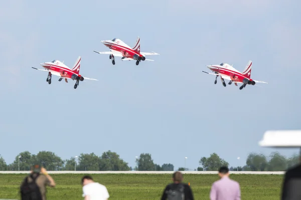 Aerobatic demonstration during the International Aerospace Exhibition ILA Berlin Air Show-2014.