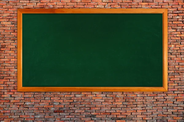 Blackboard on brick wall