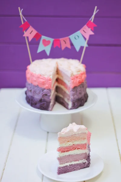 Pink rainbow cake