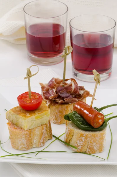 Spanish Cuisine. Tapas. Tray of montaditos.