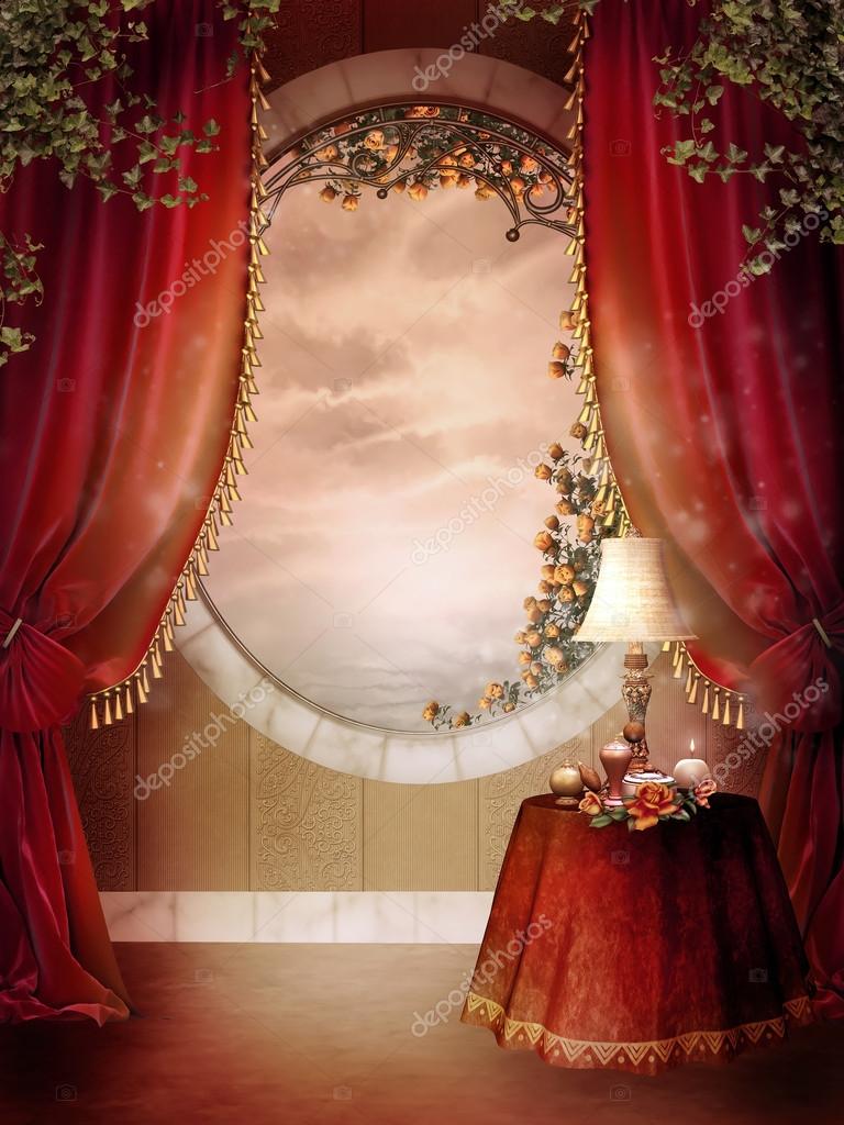 Victorian bedroom with red curtains â€” Stock Photo Â© FairytaleDesign ...