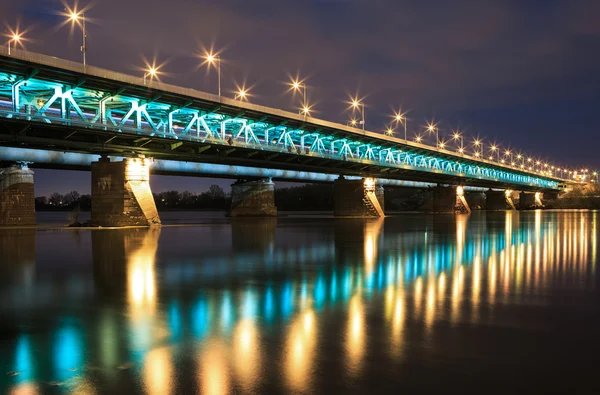 Highlighted bridge at night