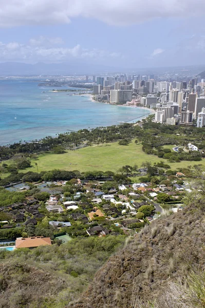 Aerial of waikiki hawaii