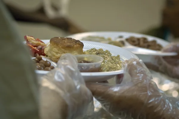 Food plate at soup kitchen