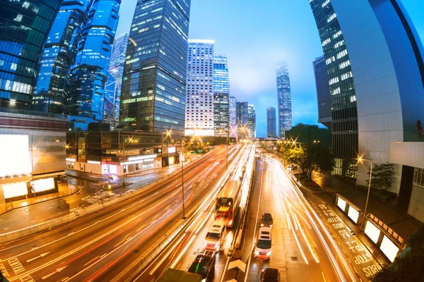 Traffic with blur light through city at night