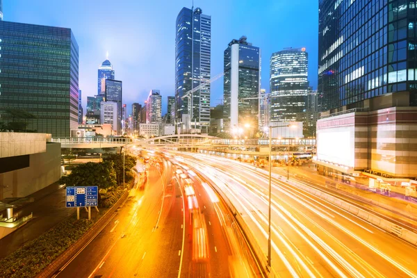 Traffic with blur light through city at night