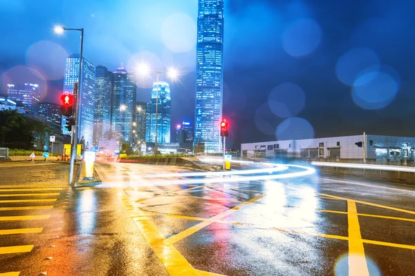 Traffic with blur light through city at night