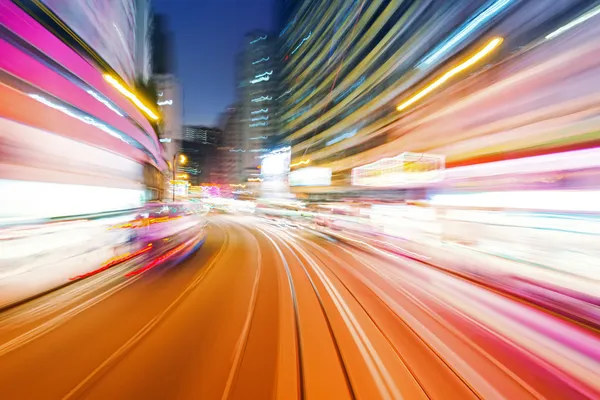 The light trails on the modern building background in shanghai china