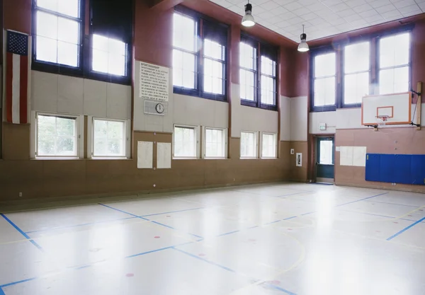 Interiors of an empty basketball court