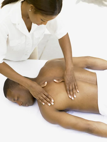 Young man having a back massage