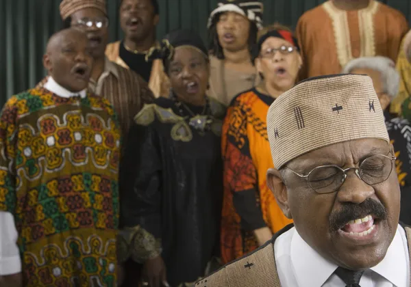 Group of middle-aged African singing