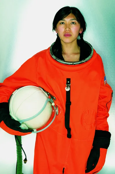 Portrait of female astronaut