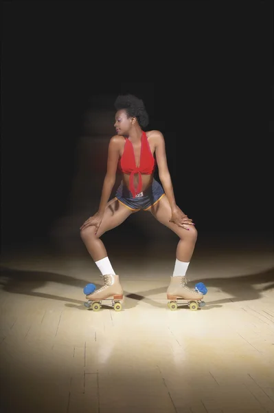Full length view of woman on roller skates