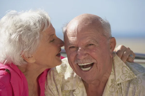 Close up of senior couple laughing