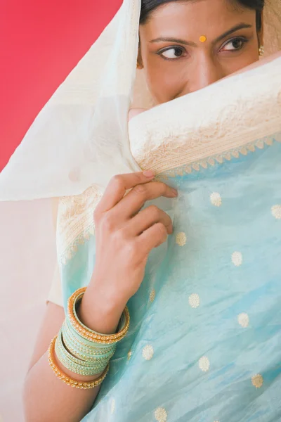 Studio shot of Indian woman in traditional clothing