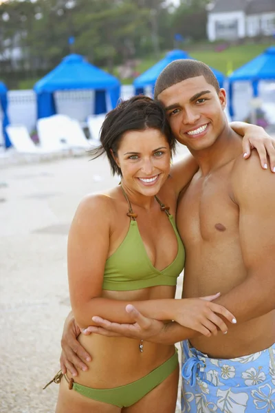 Young couple hugging at beach