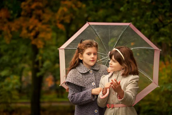 Two girls in autumn park