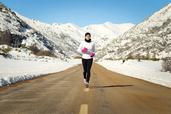 Cold winter running woman