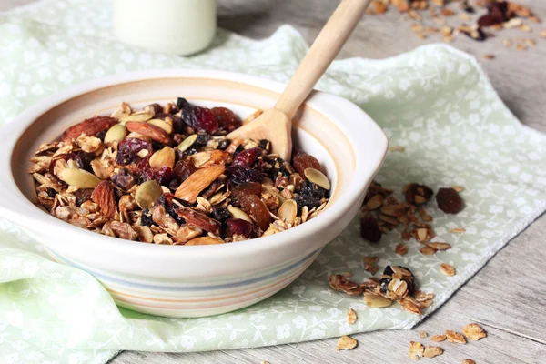 Homemade granola with dried fruits, nuts and seeds
